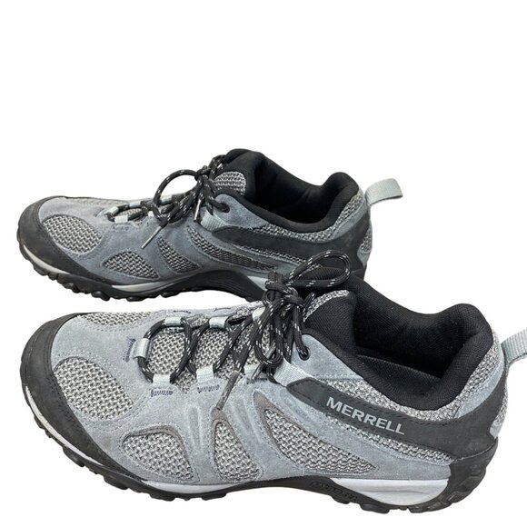 Merrell Mens Gray Black suede mesh Lows Hiking trail Sneakers SZ 10 SKU 9420 - Picture 3 of 14